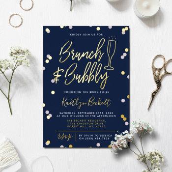 brunch & bubbly confetti bridal shower real foil invitation