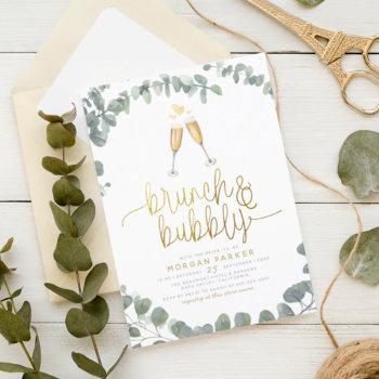  brunch & bubbly eucalyptus greenery bridal shower invitation