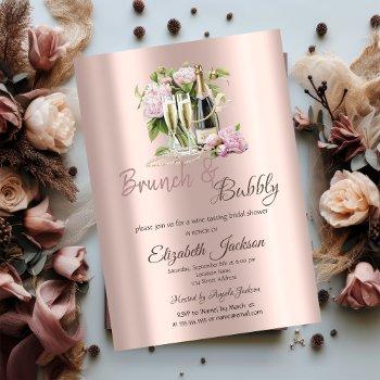  brunch & bubbly flowers pearls bridal shower   invitation