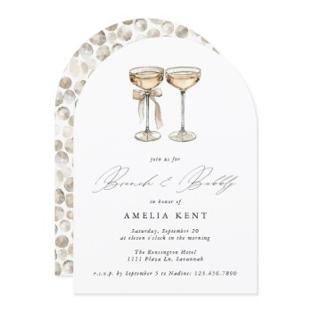 brunch & bubbly watercolor champagne bridal shower invitation