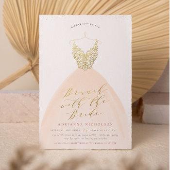 brunch with the bride wedding dress bridal shower invitation