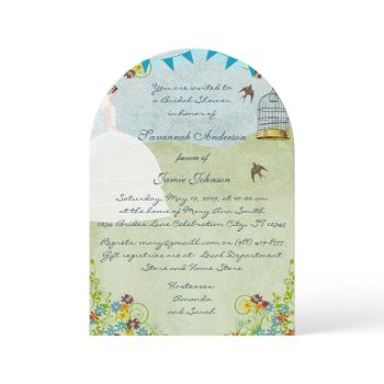 brunette bride bunting bridal shower invitations