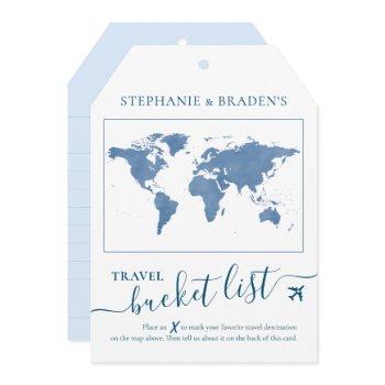 bucket list travel advice tag shape cards blue