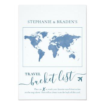 Bucket List Travel Advice Tag Shape Cards Blue Front View