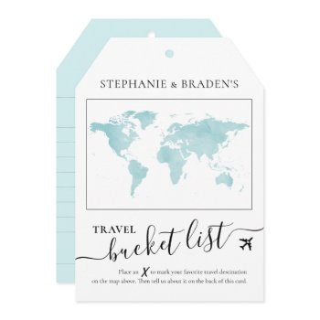 bucket list travel advice tag shape cards teal