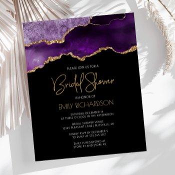budget agate geode purple bridal shower invitation