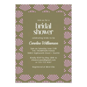 Budget Art Deco Fans Olive And Lilac Bridal Shower Front View