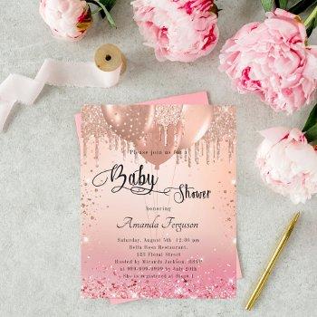 budget baby shower pink rose gold invitation