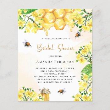 budget bee bridal shower yellow floral invitation