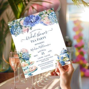 budget blue hydrangea bridal shower tea party 