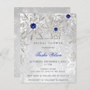 budget blue snowflake bridal shower invitation