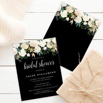 budget blush white floral bridal shower invitation