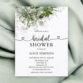 budget boho greenery heart script bridal shower invitation postcard