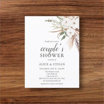 budget boho pampa grass greenery couple shower invitation postcard