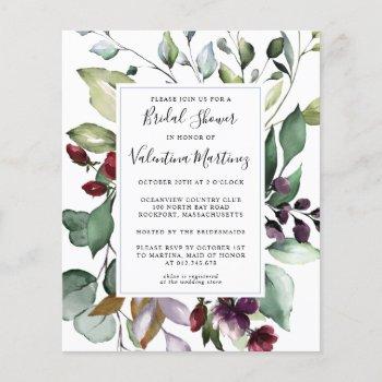  budget botanical bridal shower invitation