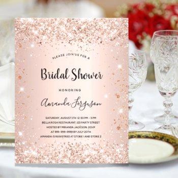 budget bridal shower glitter rose gold invitation