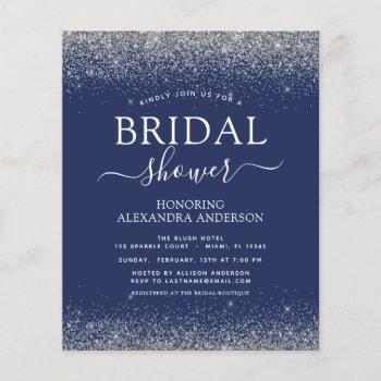 budget bridal shower navy blue silver glitter