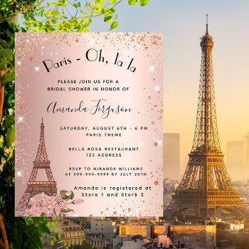 budget bridal shower paris rose gold invitation flyer