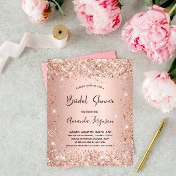 budget bridal shower rose gold glitter invitation