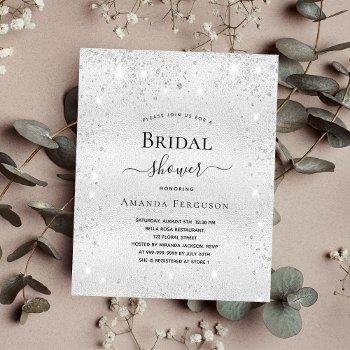 budget bridal shower silver glitter invitation