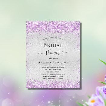 budget bridal shower silver purple invitation