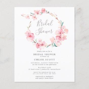  budget cherry blossom bridal shower invitation