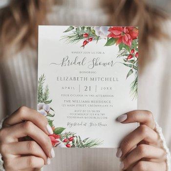 budget christmas poinsettia bridal shower invite