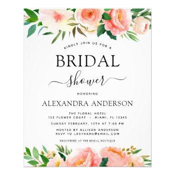 budget coral peach floral bridal shower invitation flyer