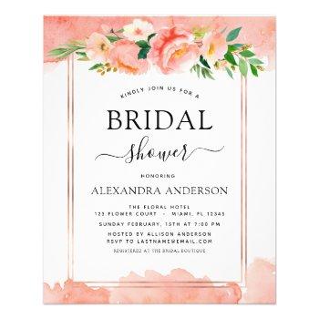 budget coral peach floral bridal shower invitation flyer