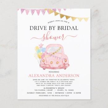 budget drive by bridal shower blush pink flyer