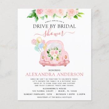 budget drive by bridal shower floral blush pink flyer