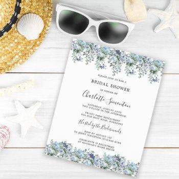 budget dusty blue floral bridal shower invitation