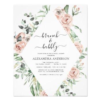 budget dusty pink brunch & bubbly bridal shower flyer