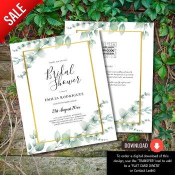 budget eucalyptus bridal shower gold qr code flyer