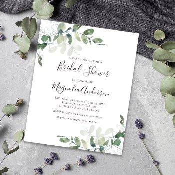 budget eucalyptus bridal shower invitation