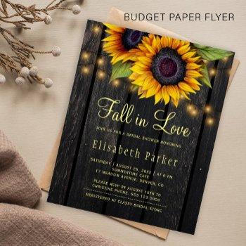 budget fall in love sunflower bridal shower invite flyer