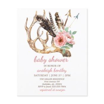 budget floral and antler baby shower invitation flyer