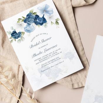 budget floral dusty blue bridal shower invitation
