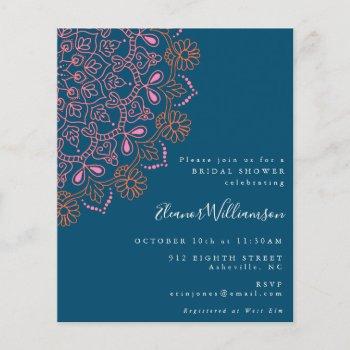 budget floral mandala teal blue bridal shower 