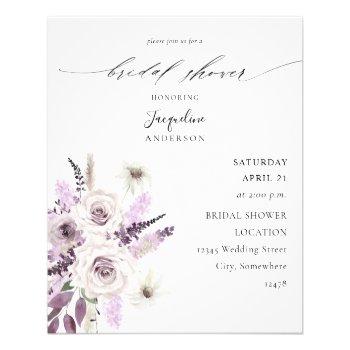budget lavender purple floral bridal shower flyer