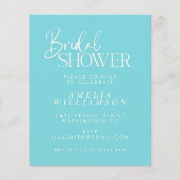 budget minimal aqua script bridal shower invite