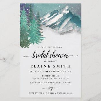 budget mountains pine bridal shower invitation