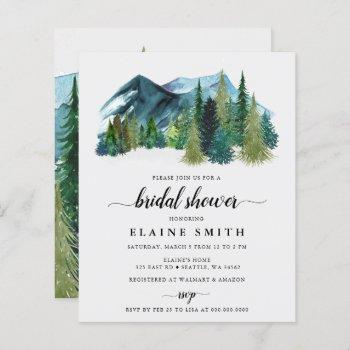 budget mountains pine bridal shower invitation