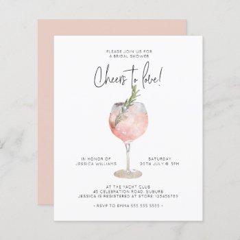 budget pink cheers to love bridal shower invite