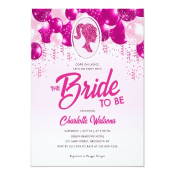 Budget Pink Glitter Balloon Doll Bridal Shower Front View