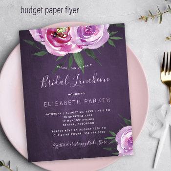 budget purple floral bridal shower invitation flyer