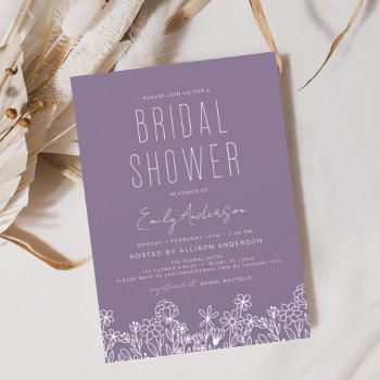 budget purple wildflower bridal shower invitation flyer