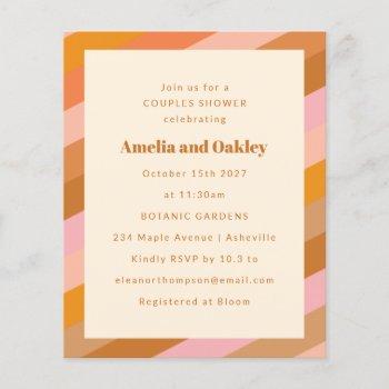 budget retro pink orange couples shower invitation