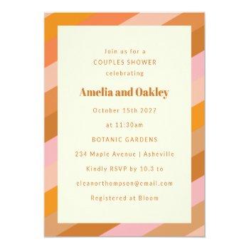 Budget Retro Pink Orange Couples Shower Invitation Front View