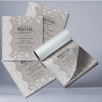 budget rustic burlap lace bridal shower invitation notepad